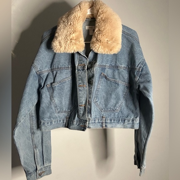 Dolls Kill Jackets & Blazers - NWOT Doll’s Soft Fur Blue Essential Streetwear Cropped Jacket - Denim/Jean
